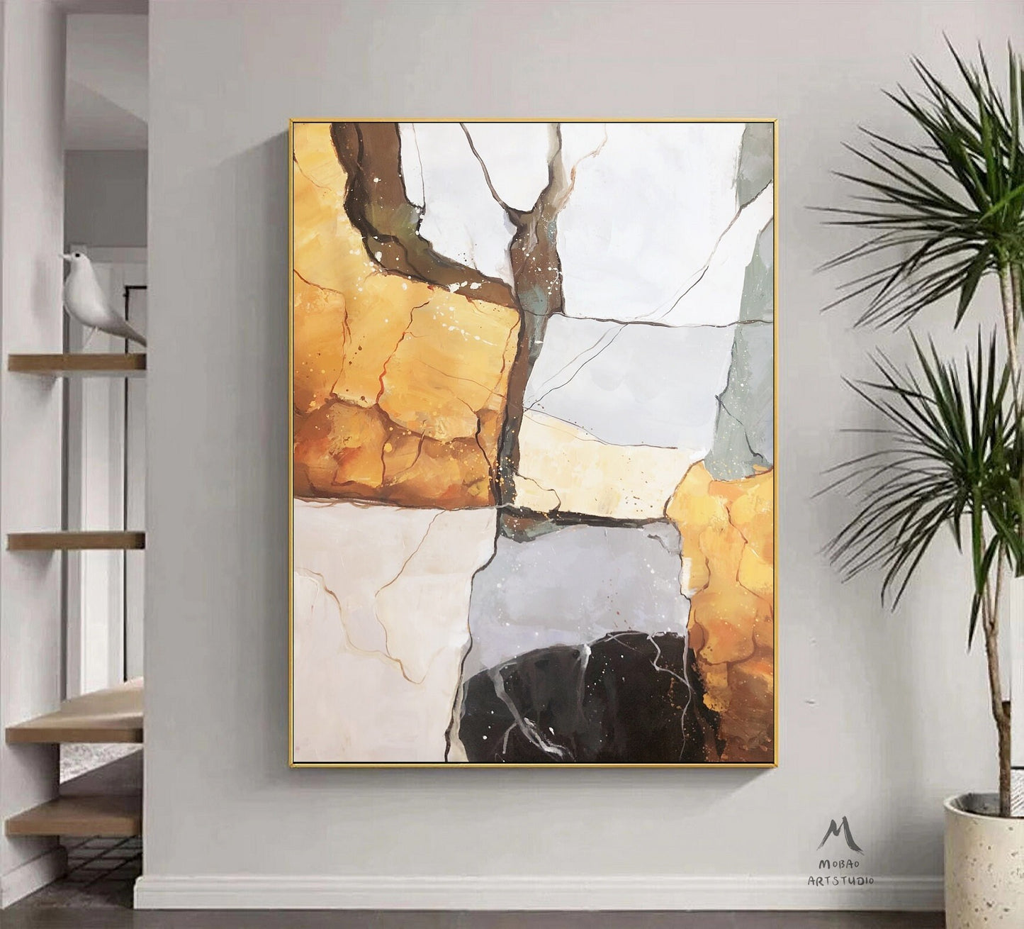 Orange Minimalist Texture Painting Boho Wall Art White Abstract Wall Art Wabi sabi Wall Art White Abstract Painting Beige Abstract Art