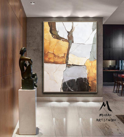 Orange Minimalist Texture Painting Boho Wall Art White Abstract Wall Art Wabi sabi Wall Art White Abstract Painting Beige Abstract Art