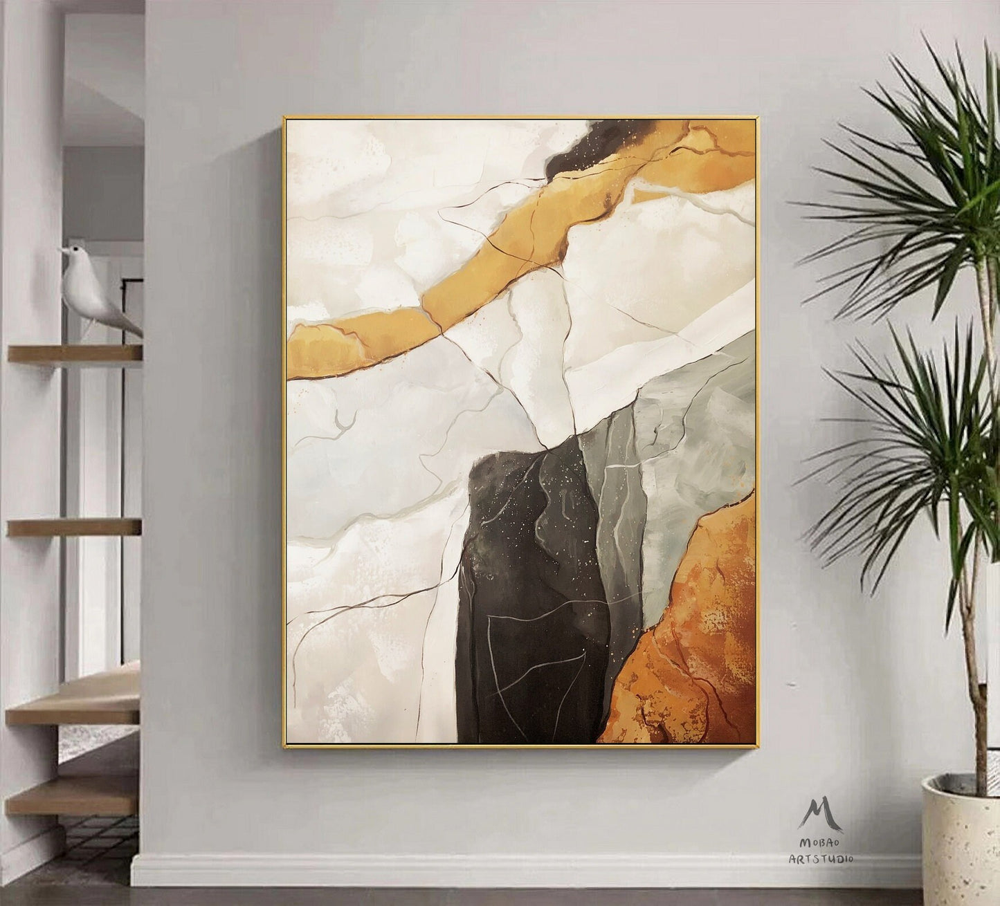 Beige Abstract Wall Art Gray Abstract Wall Art Orange Minimalist Texture Painting Boho Wall Art Gray Abstract Painting Beige Abstract Art