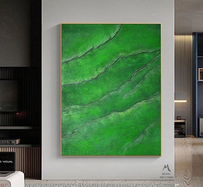 Green Abstract Painting Large Texture Abstract Painting Green Minimalist Abstract Painting Green Texture Painting Large Wall Canvas Painting