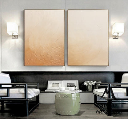 Beige Abstract Canvas Art Boho Wall Art Set of 2 Beige Abstract Art Beige Minimalist Art Set of 2 Beige Wall Art Painting Beige Canvas Art