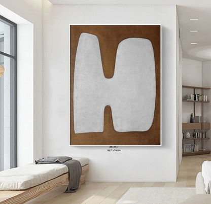 Brown Abstract Art White Minimalist Art Wabi Sabi Wall Art Brown Minimalist Art White Wall Art Neutral Abstract Painting Modern Wall Art