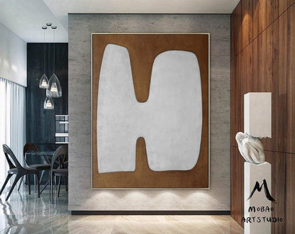 Brown Abstract Art White Minimalist Art Wabi Sabi Wall Art Brown Minimalist Art White Wall Art Neutral Abstract Painting Modern Wall Art