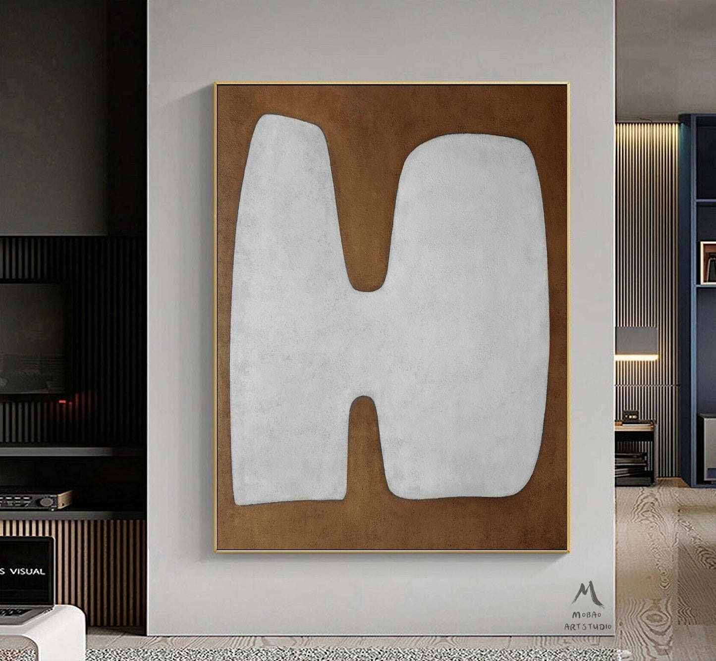 Brown Abstract Art White Minimalist Art Wabi Sabi Wall Art Brown Minimalist Art White Wall Art Neutral Abstract Painting Modern Wall Art