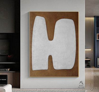 Brown Abstract Art White Minimalist Art Wabi Sabi Wall Art Brown Minimalist Art White Wall Art Neutral Abstract Painting Modern Wall Art