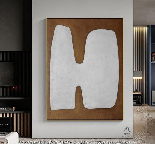 Brown Abstract Art White Minimalist Art Wabi Sabi Wall Art Brown Minimalist Art White Wall Art Neutral Abstract Painting Modern Wall Art