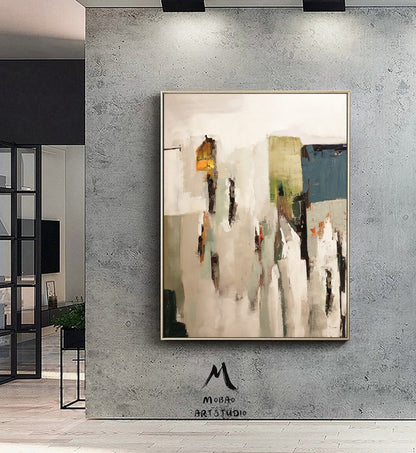 Beige Minimalist Art Beige Wall Art Original Abstract Painting Blue Minimalist Abstract Art Painting Beige Abstract Art Contemporary Art