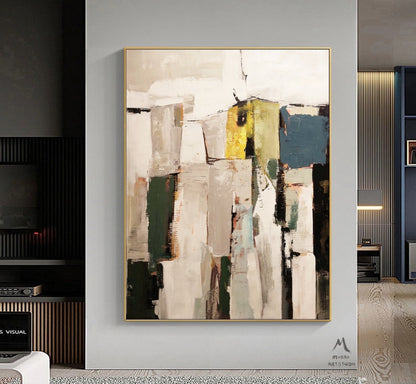 Original Abstract Painting Beige Minimalist Art Beige Wall Art Blue Minimalist Abstract Art Painting Beige Abstract Art Contemporary Art