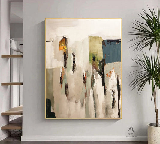 Beige Minimalist Art Beige Wall Art Original Abstract Painting Blue Minimalist Abstract Art Painting Beige Abstract Art Contemporary Art