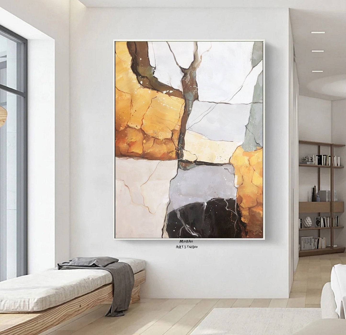 Orange Minimalist Texture Painting Boho Wall Art White Abstract Wall Art Wabi sabi Wall Art White Abstract Painting Beige Abstract Art