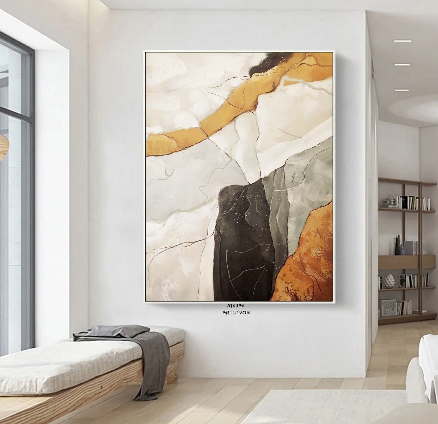 Beige Abstract Wall Art Gray Abstract Wall Art Orange Minimalist Texture Painting Boho Wall Art Gray Abstract Painting Beige Abstract Art