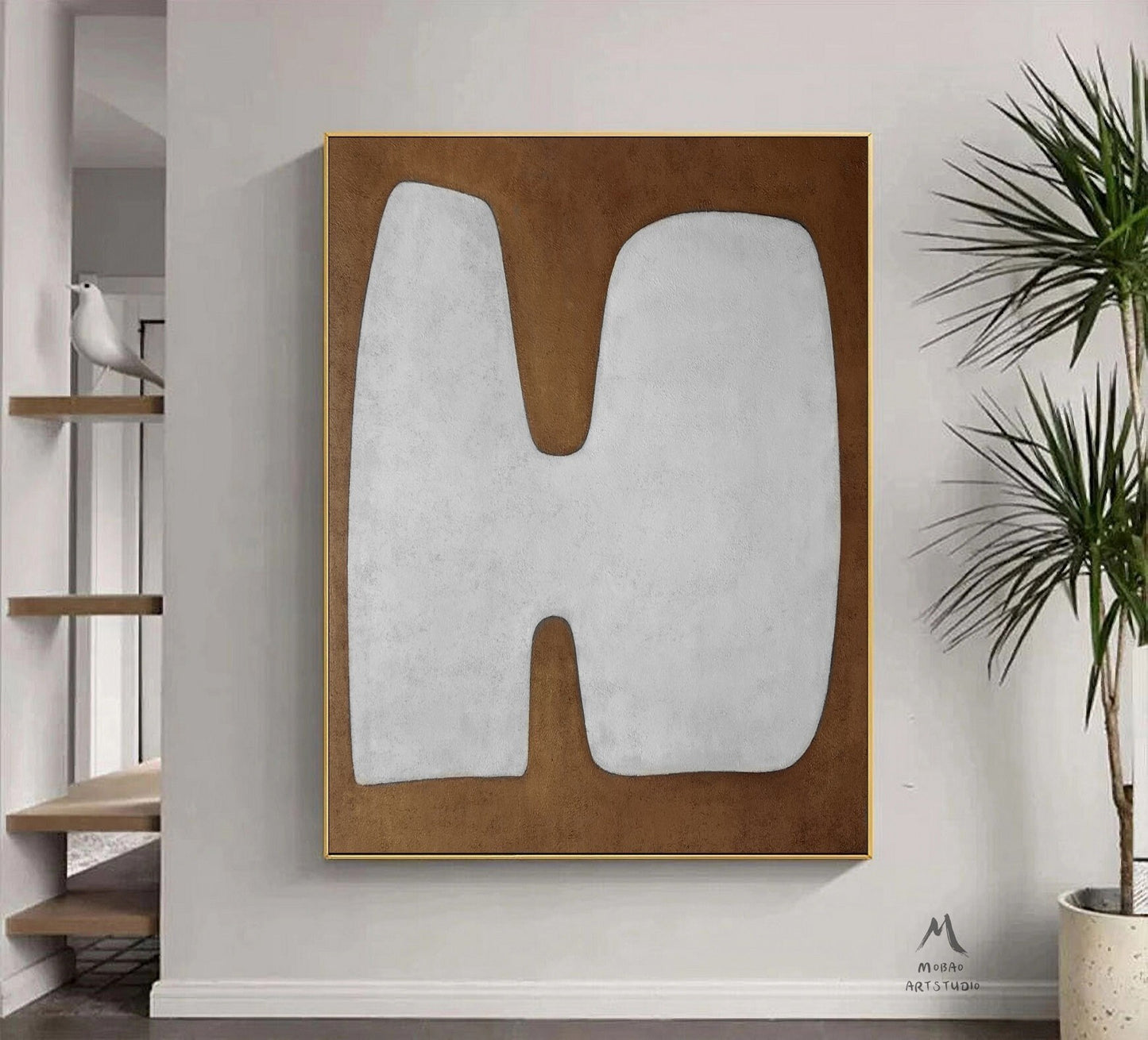 Brown Abstract Art White Minimalist Art Wabi Sabi Wall Art Brown Minimalist Art White Wall Art Neutral Abstract Painting Modern Wall Art