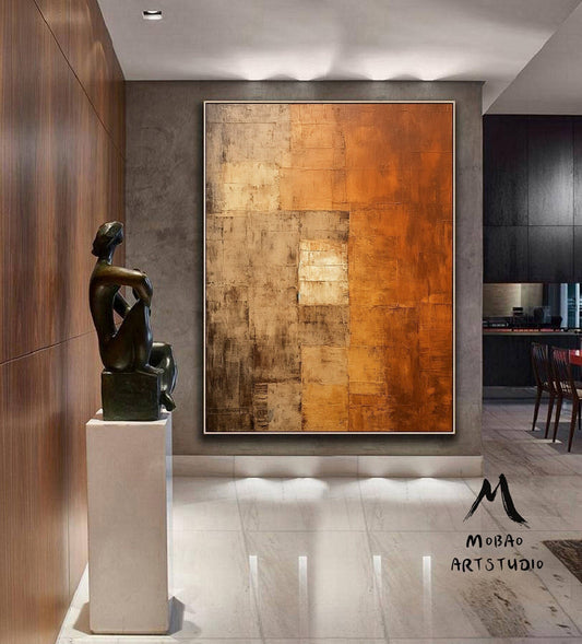 Orange Abstract Painting Brown Minimalist Art Orange 3D Texture Art Orange Abstract Art Brown Wall Art Brown Abstract Art Brown Wall Art