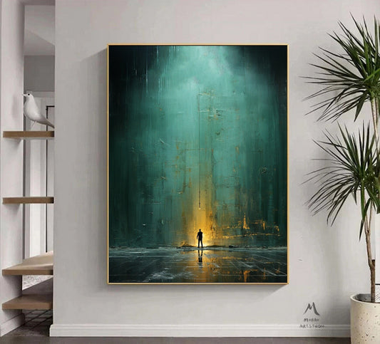 Green Minimalism Painting Green Wall Art Green Canvas Painting Green Abstract Art Green Canvas Wall Art Large Green Abstract Painting:Hope-1