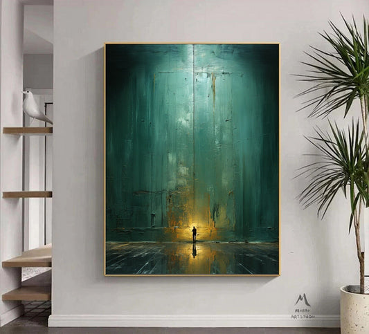 Green Wall Art Green Canvas Painting Green Abstract Art Green Minimalism Painting Green Canvas Wall Art Large Green Abstract Painting:Hope-2
