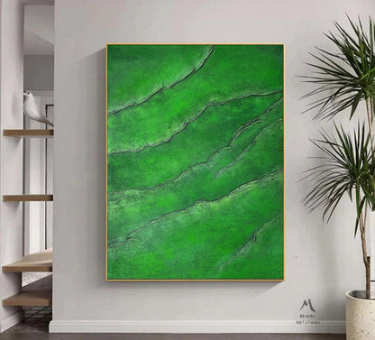 Green Abstract Painting Large Texture Abstract Painting Green Minimalist Abstract Painting Green Texture Painting Large Wall Canvas Painting