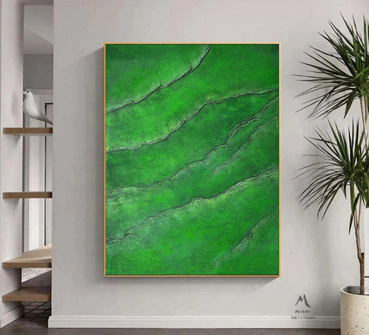 Green Abstract Painting Large Texture Abstract Painting Green Minimalist Abstract Painting Green Texture Painting Large Wall Canvas Painting