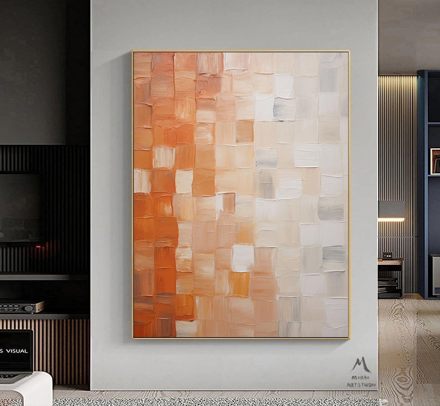 Beige Minimalist 3D Textured Art Large Textured Canvas Art Boho Wall Art Orange Minimalist Art Beige Abstract Painting Beige Wall Art