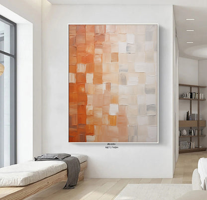 Beige Minimalist 3D Textured Art Large Textured Canvas Art Boho Wall Art Orange Minimalist Art Beige Abstract Painting Beige Wall Art