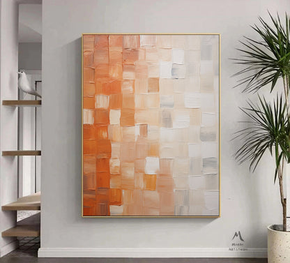 Beige Minimalist 3D Textured Art Large Textured Canvas Art Boho Wall Art Orange Minimalist Art Beige Abstract Painting Beige Wall Art