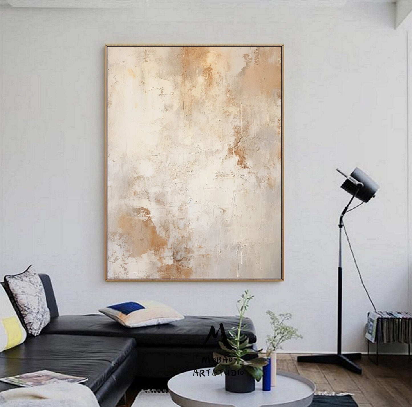 Beige Abstract Painting Beige Minimalist Art Beige Boho Wall Art Beige Canvas Art Beige Minimalist PaintingBeige Wall Art Contemporary Art