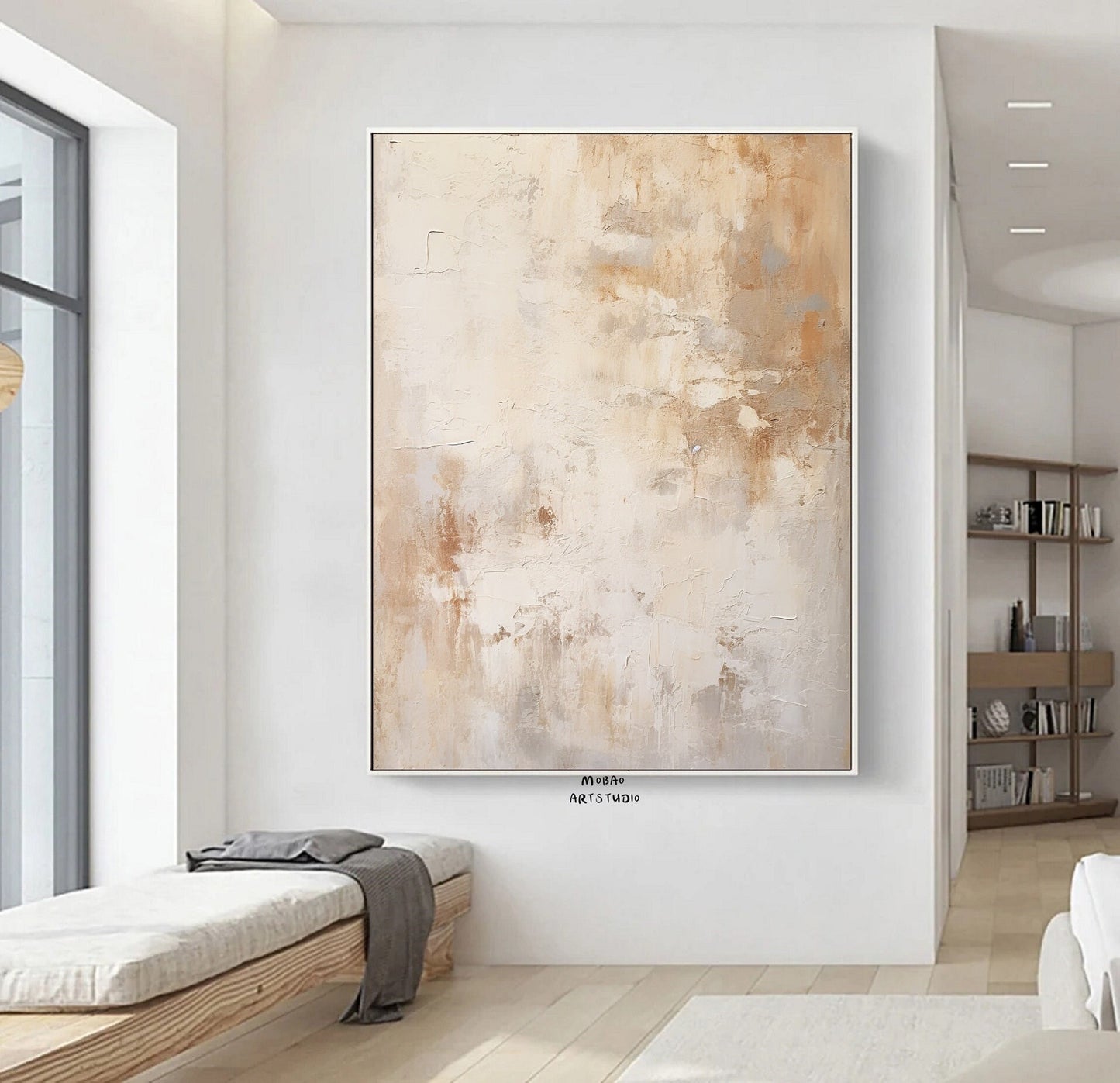 Beige Minimalist Painting Boho Wall Art Beige Minimalist Art Beige Canvas Art Beige Abstract Painting Beige Wall Art Contemporary Art
