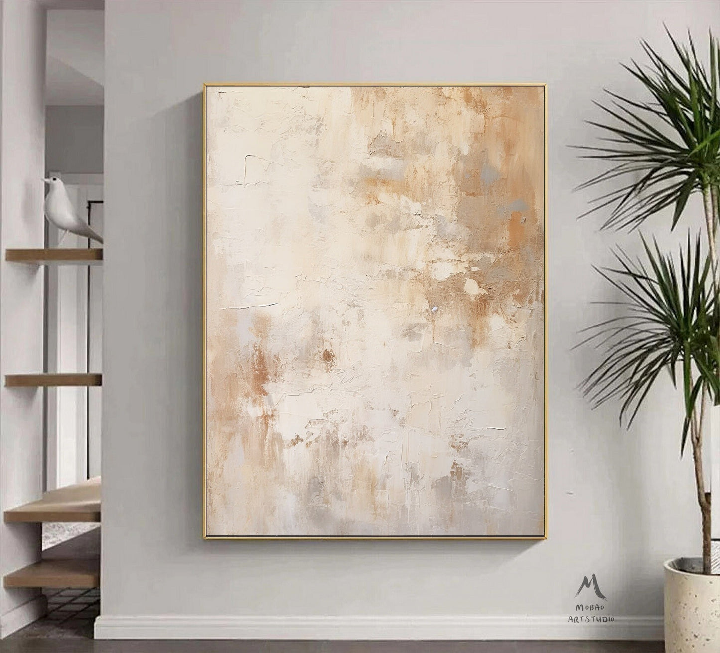 Beige Minimalist Painting Boho Wall Art Beige Minimalist Art Beige Canvas Art Beige Abstract Painting Beige Wall Art Contemporary Art