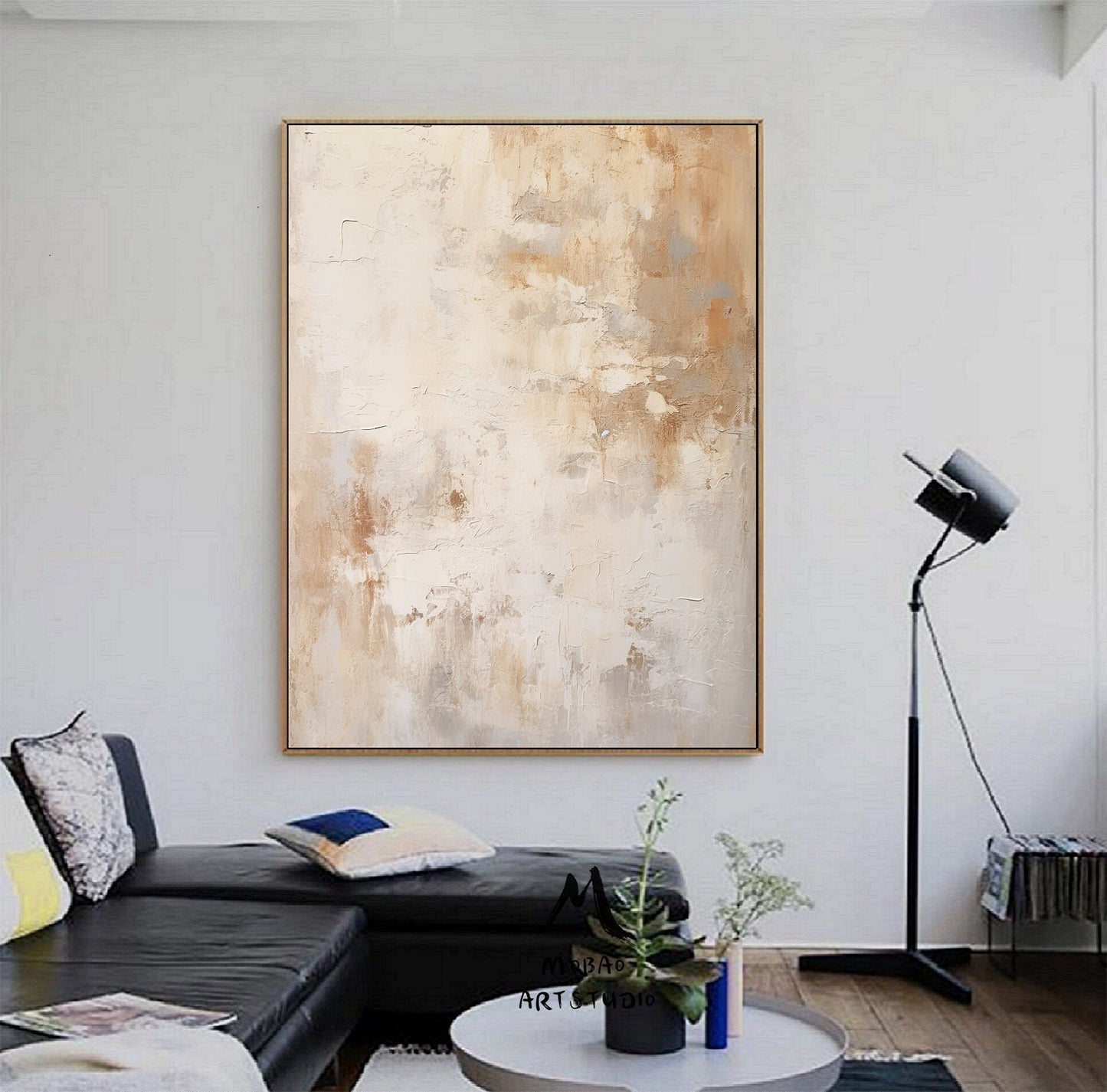 Beige Minimalist Painting Boho Wall Art Beige Minimalist Art Beige Canvas Art Beige Abstract Painting Beige Wall Art Contemporary Art