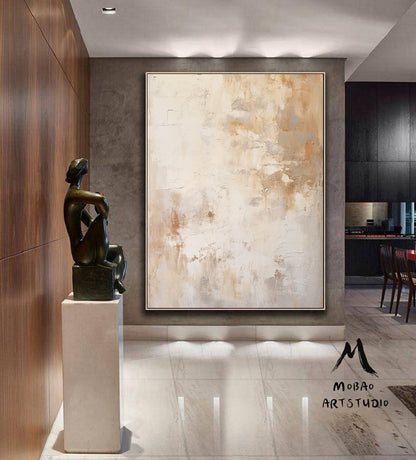 Beige Minimalist Painting Boho Wall Art Beige Minimalist Art Beige Canvas Art Beige Abstract Painting Beige Wall Art Contemporary Art