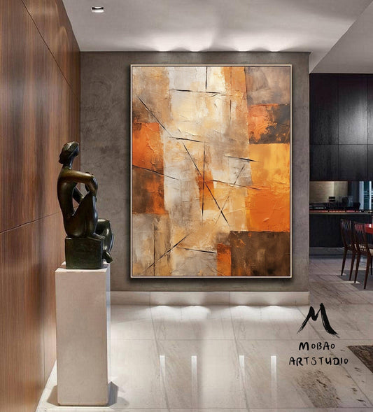 Orange Abstract Art Orange 3D Texture Art Beige Minimalist Art Beige Wall Art Orange Abstract Painting Orange Wall Art Modern Wall Art