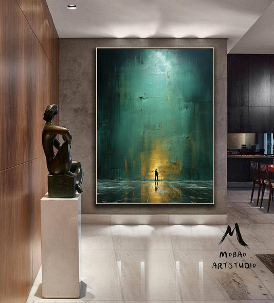 Green Minimalism Painting Green Wall Art Green Canvas Wall Art Large Green Abstract Painting Green Canvas Painting Green Abstract Art:Hope-6