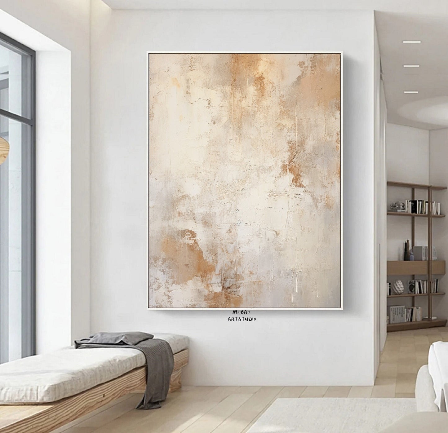Beige Abstract Painting Beige Minimalist Art Beige Boho Wall Art Beige Canvas Art Beige Minimalist PaintingBeige Wall Art Contemporary Art