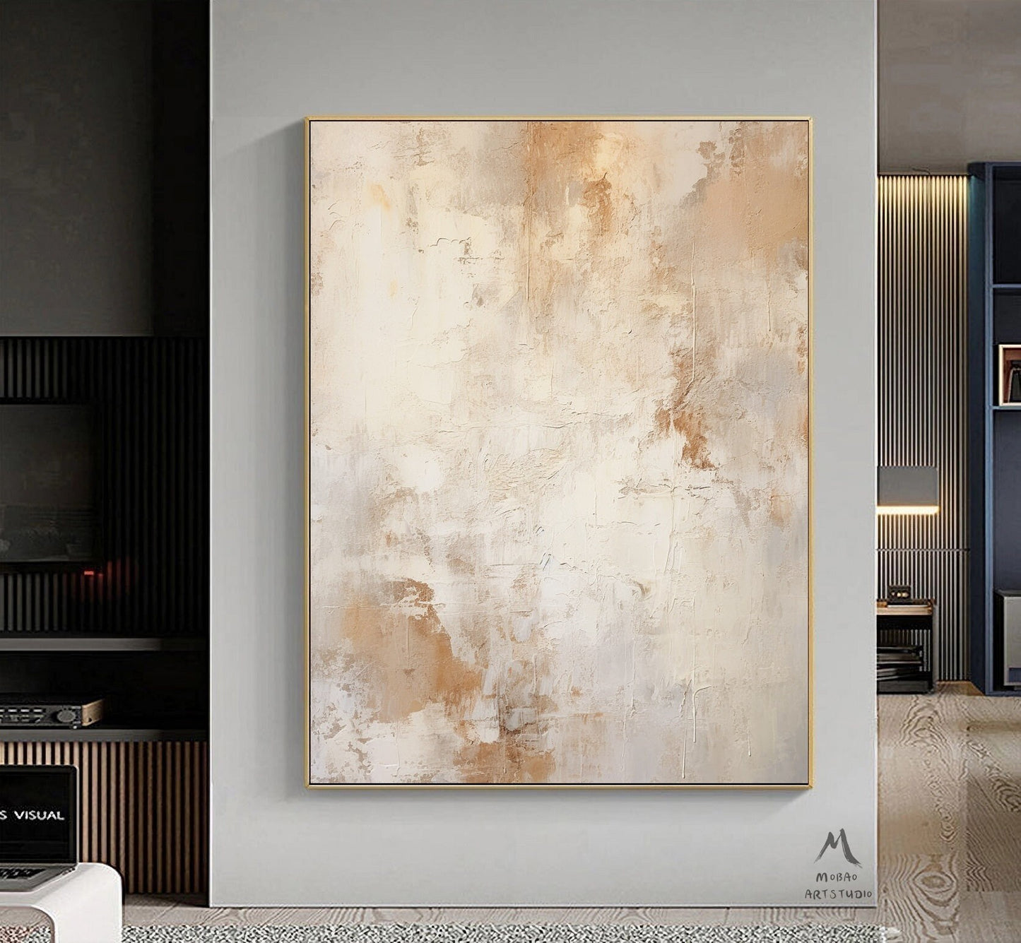 Beige Abstract Painting Beige Minimalist Art Beige Boho Wall Art Beige Canvas Art Beige Minimalist PaintingBeige Wall Art Contemporary Art
