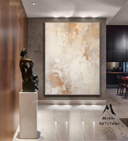 Beige Abstract Painting Beige Minimalist Art Beige Boho Wall Art Beige Canvas Art Beige Minimalist PaintingBeige Wall Art Contemporary Art