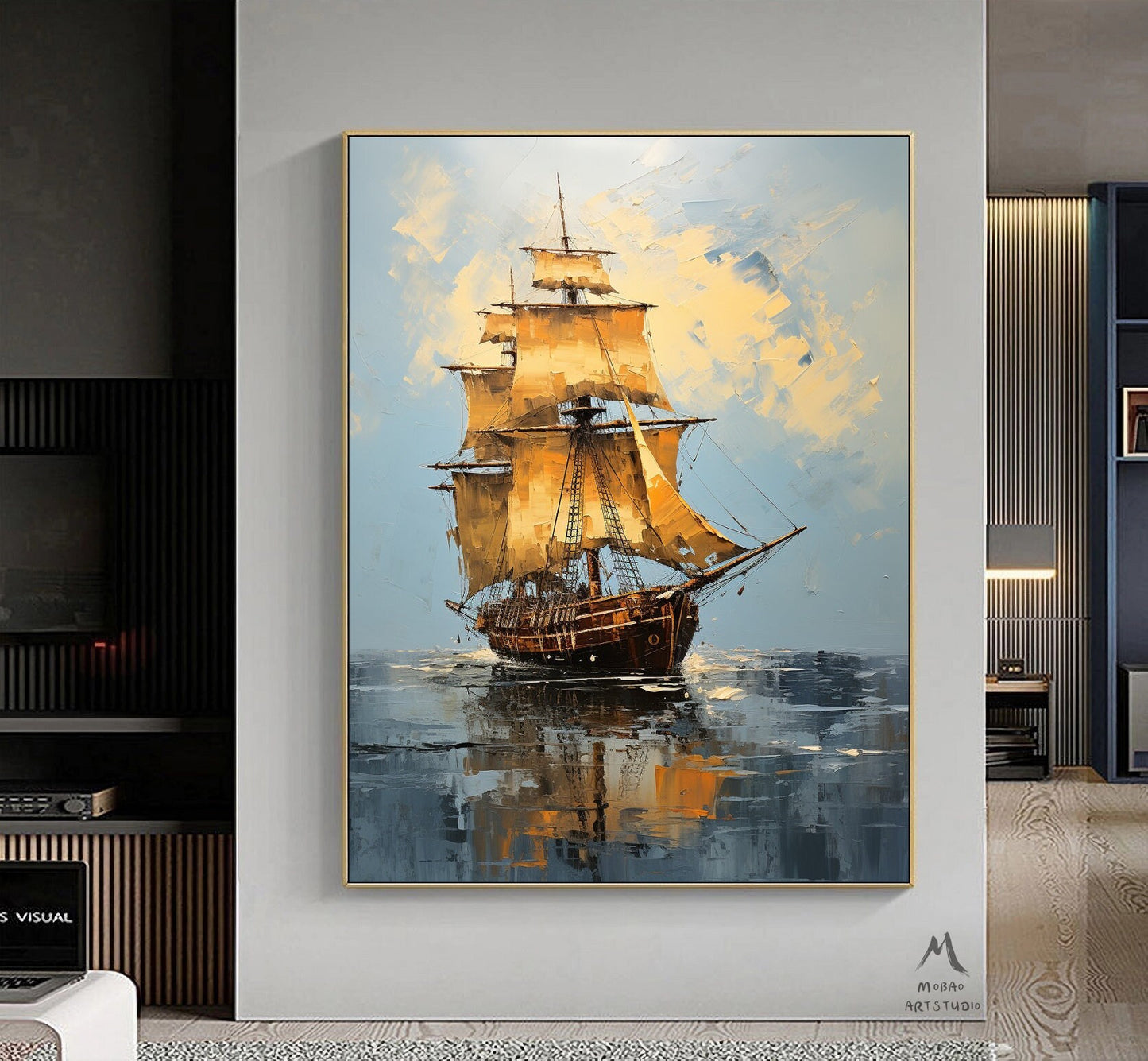 Original Extra large Sailing picture,Large Wall Art Sailboat painting,Sailing Oil painting by hand,Nautical landscape painting art on Canvas