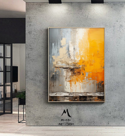 Beige Minimalist Art Orange Abstract Wall Art Orange 3D Texture Art Beige Wall Art Orange Abstract Painting Orange Modern Canvas Wall Art
