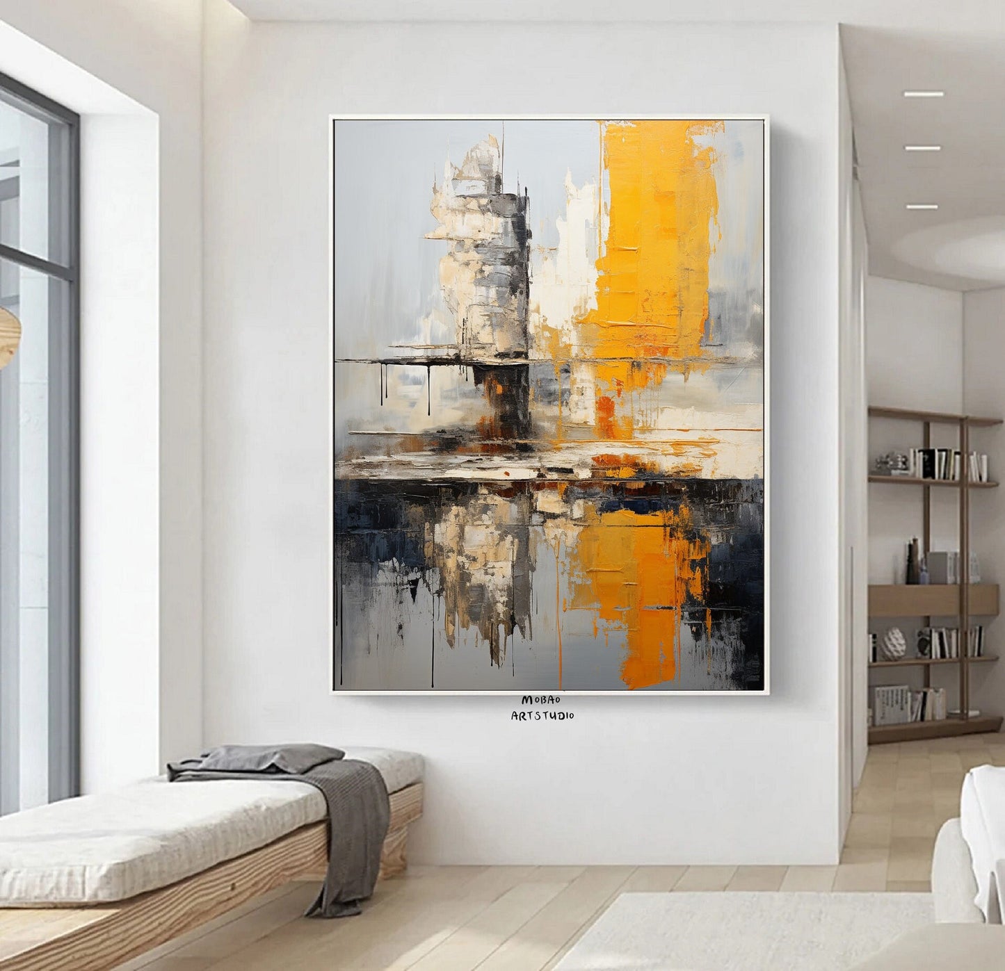 Large Texture Art Beige Abstract Wall Art Beige Minimalist Art Yellow Canvas Wall Art Orange Texture Art Beige Wall Art Orange Abstract Art