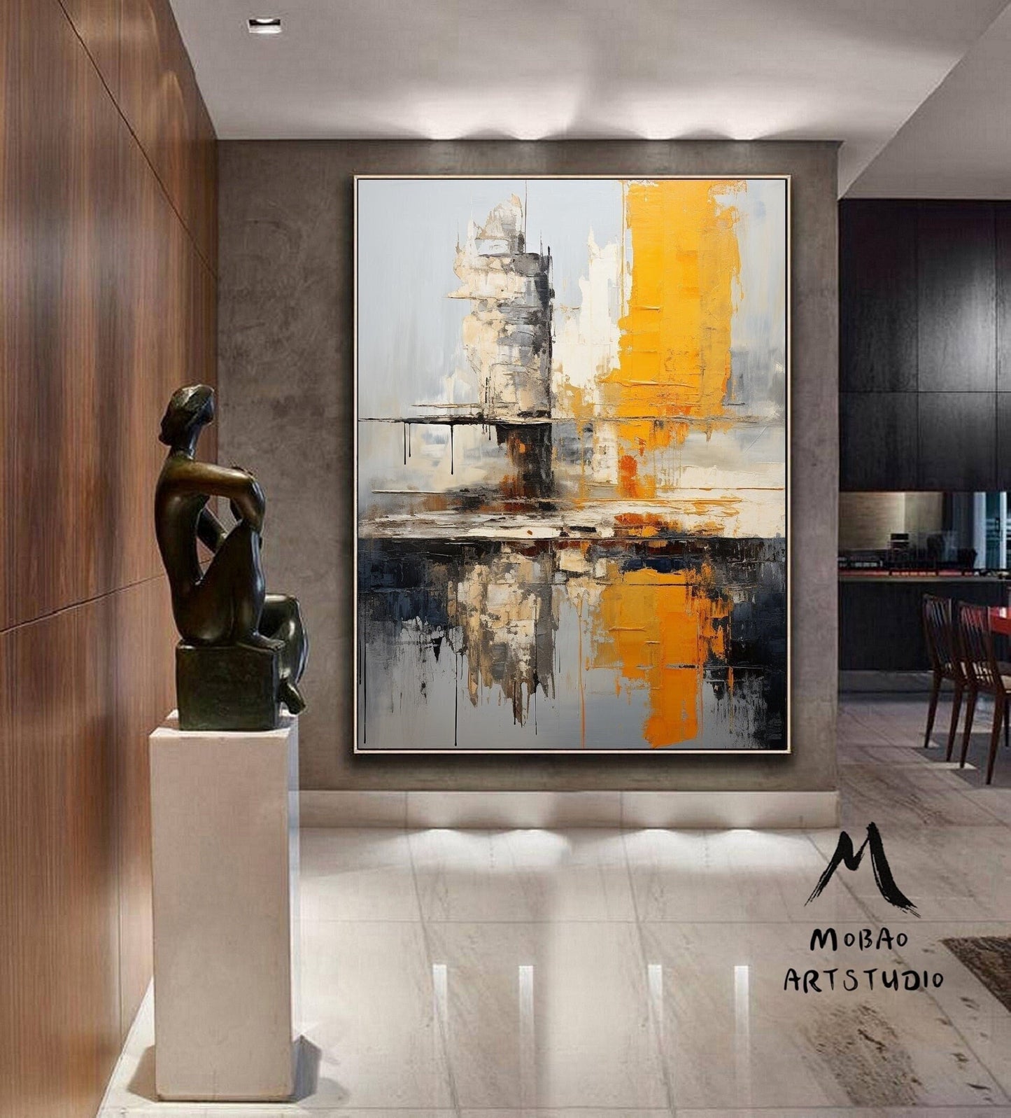 Large Texture Art Beige Abstract Wall Art Beige Minimalist Art Yellow Canvas Wall Art Orange Texture Art Beige Wall Art Orange Abstract Art