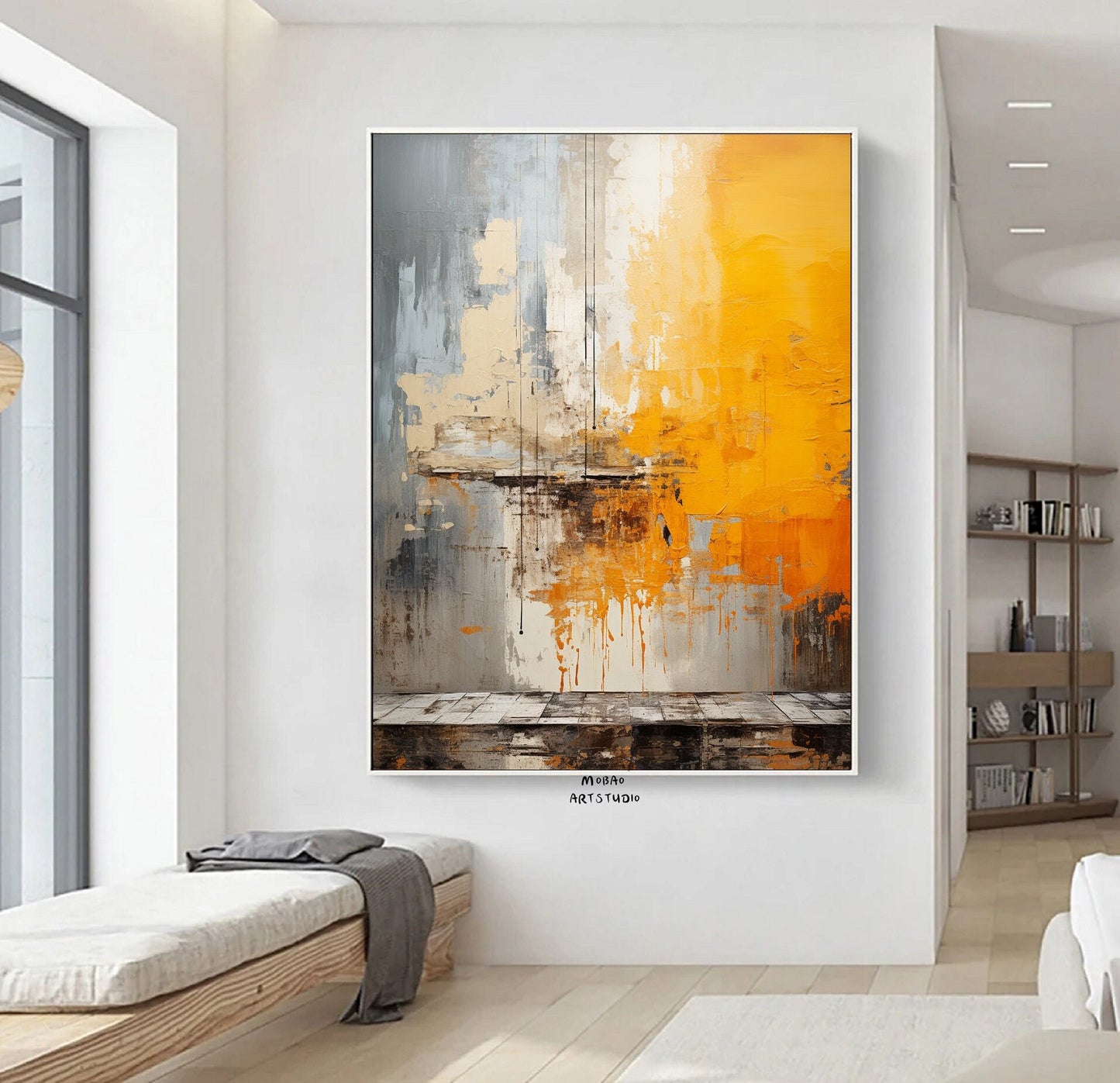 Beige Minimalist Art Orange Abstract Wall Art Orange 3D Texture Art Beige Wall Art Orange Abstract Painting Orange Modern Canvas Wall Art