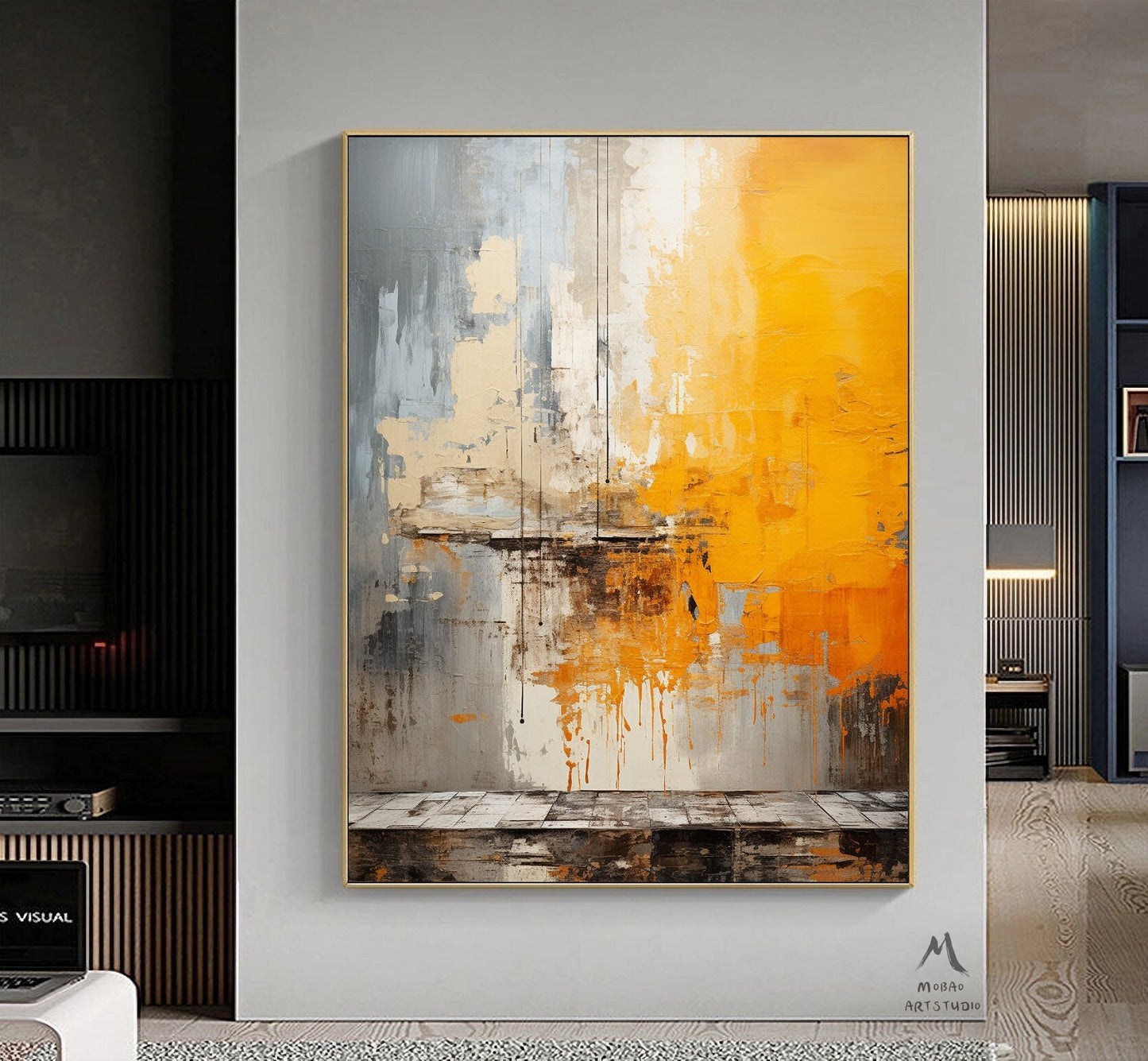 Beige Minimalist Art Orange Abstract Wall Art Orange 3D Texture Art Beige Wall Art Orange Abstract Painting Orange Modern Canvas Wall Art