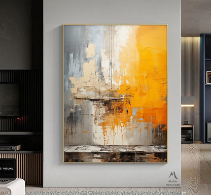Beige Minimalist Art Orange Abstract Wall Art Orange 3D Texture Art Beige Wall Art Orange Abstract Painting Orange Modern Canvas Wall Art