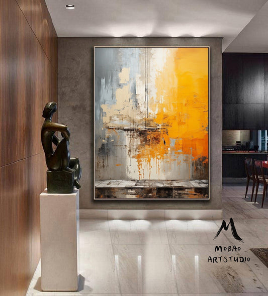 Beige Minimalist Art Orange Abstract Wall Art Orange 3D Texture Art Beige Wall Art Orange Abstract Painting Orange Modern Canvas Wall Art