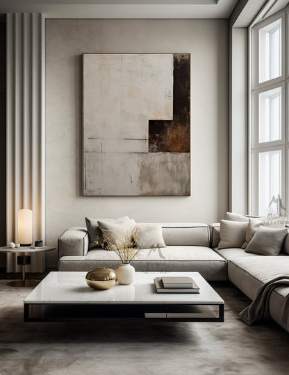 Brown Abstract Art Beige Minimalist Painting Neutral Wall Art Boho Wall Art Beige Wall Art Wabi Sabi Wall Art Large Texture Abstract Art