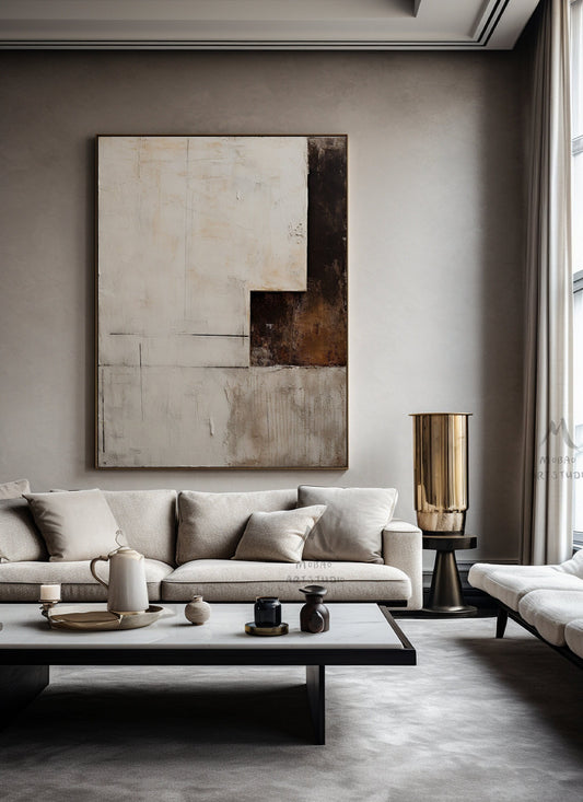 Brown Abstract Art Beige Minimalist Painting Neutral Wall Art Boho Wall Art Beige Wall Art Wabi Sabi Wall Art Large Texture Abstract Art