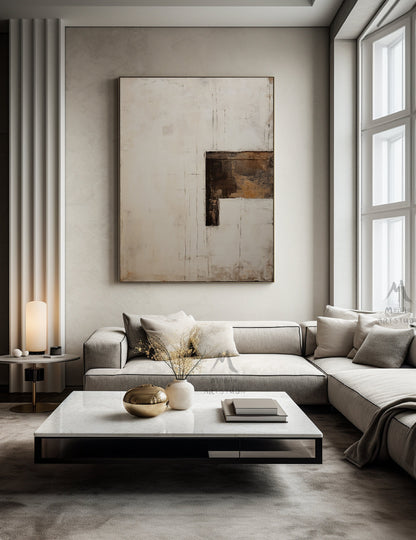 Neutral Canvas Wall Art Large Abstract Art Wabi Sabi Wall Art Beige Wall Art Boho Wall Art Beige Minimalist Painting Brown Abstract Art