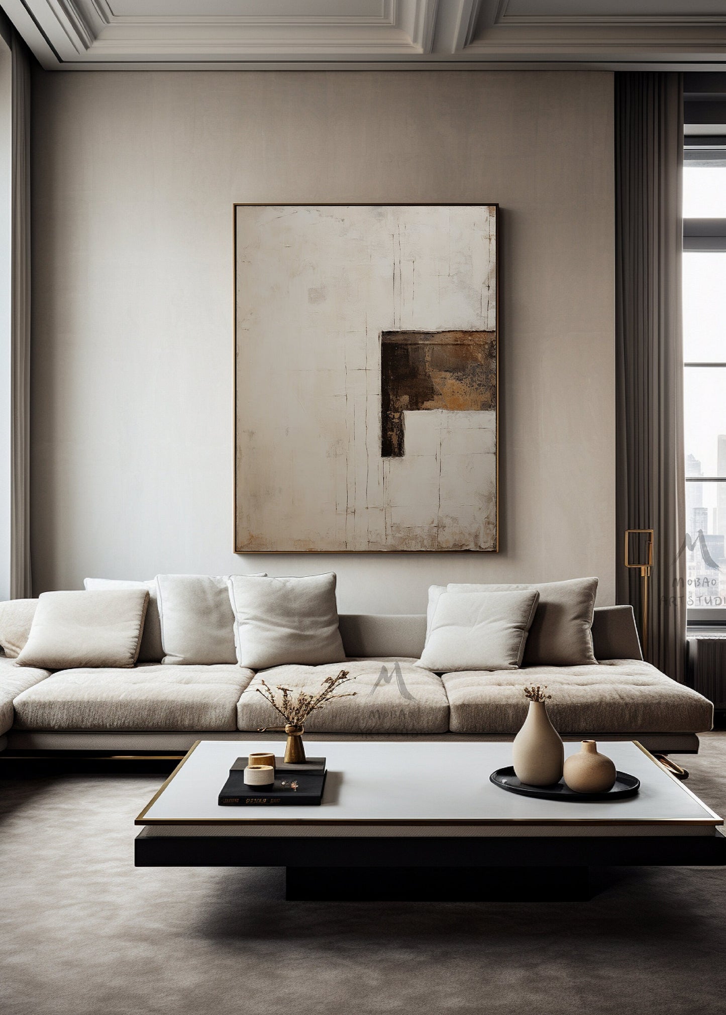 Neutral Canvas Wall Art Large Abstract Art Wabi Sabi Wall Art Beige Wall Art Boho Wall Art Beige Minimalist Painting Brown Abstract Art