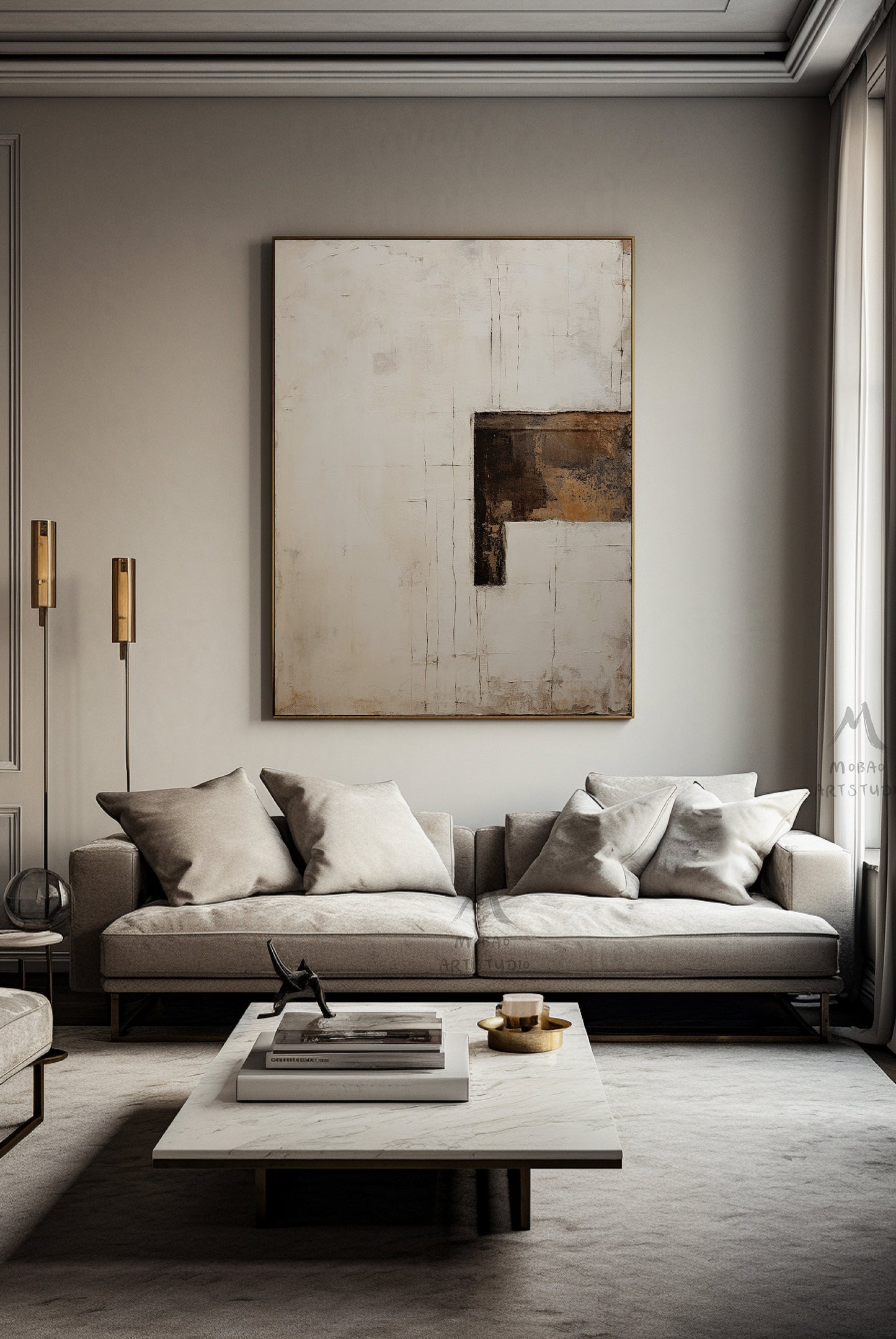 Neutral Canvas Wall Art Large Abstract Art Wabi Sabi Wall Art Beige Wall Art Boho Wall Art Beige Minimalist Painting Brown Abstract Art