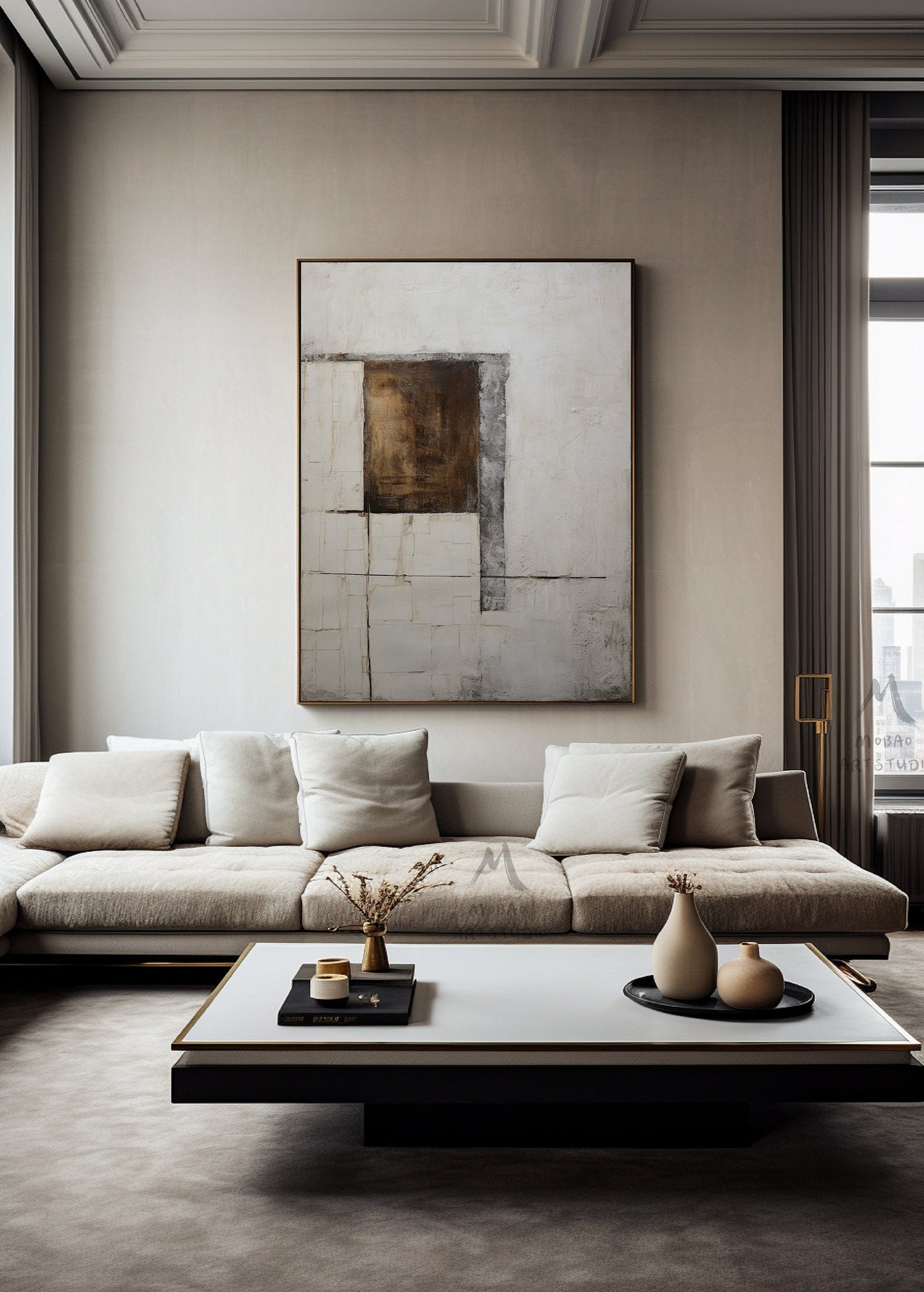 Beige Minimalist Painting Beige Wall Art Brown Abstract Art Wabi Sabi Wall Art Boho Wall Art Neutral Wall Art Large Gray Abstract Painting