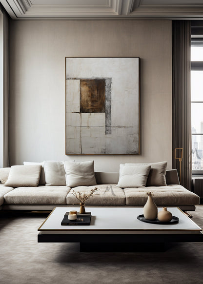 Beige Minimalist Painting Beige Wall Art Brown Abstract Art Wabi Sabi Wall Art Boho Wall Art Neutral Wall Art Large Gray Abstract Painting