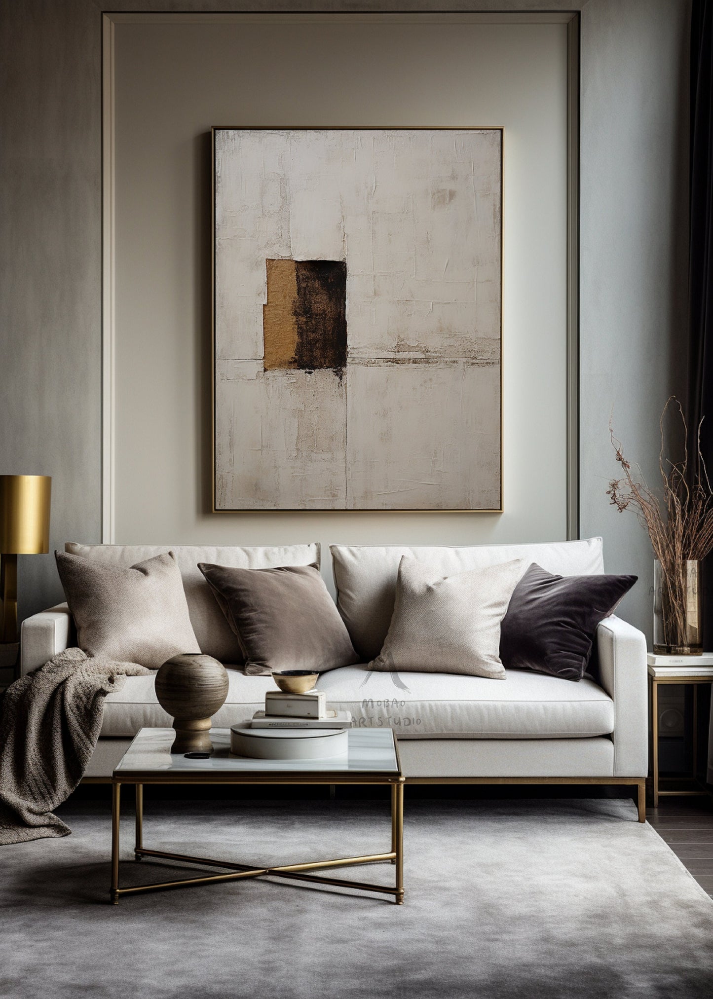 Beige Abstract Painting Boho Wall Art Wabi Sabi Wall Art Beige Canvas Wall Art Brown Abstract Art Boho Wall Art Decor Neutral Wall Art